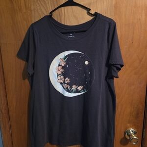 Torrid Dark Gray Floral Celestial Tee